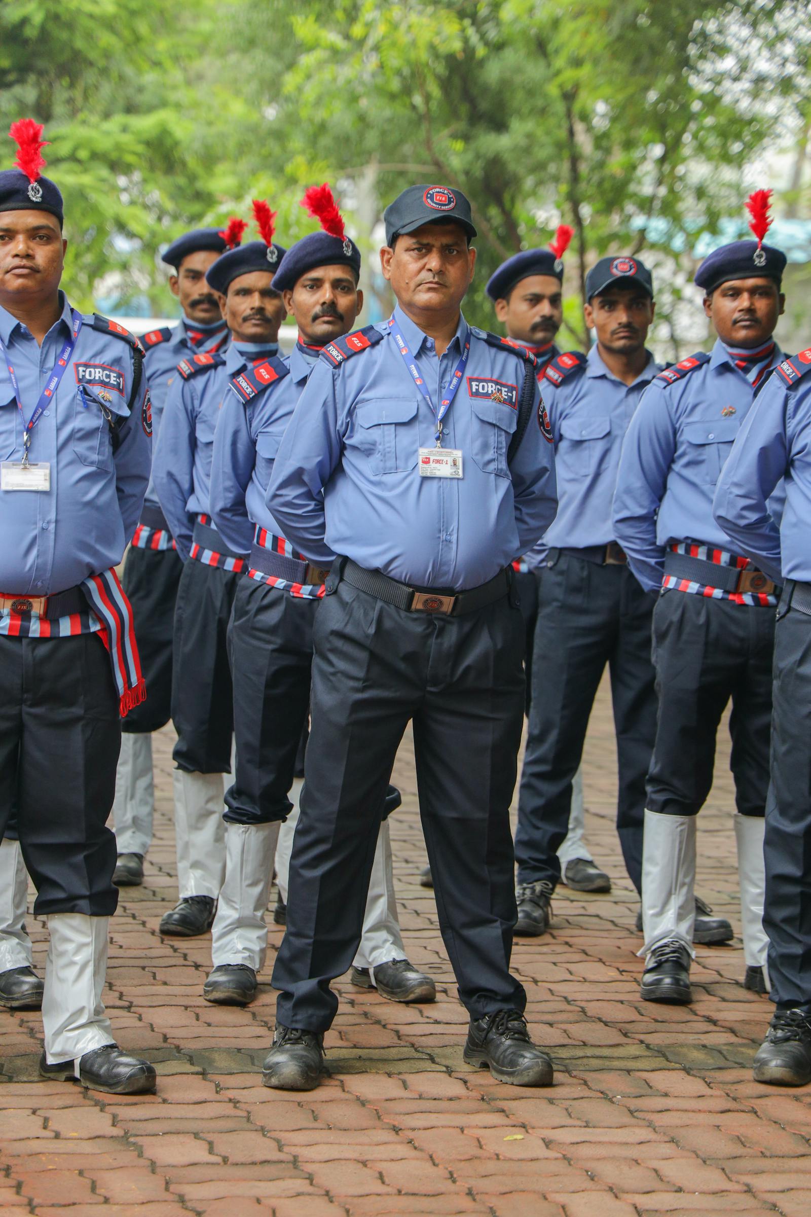 Security guards at muster formation
